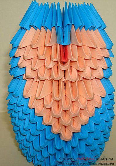 Фигурка совы, собранная из модулей в технике оригами. Фото №8