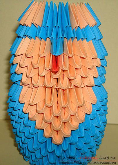 Фигурка совы, собранная из модулей в технике оригами. Фото №9