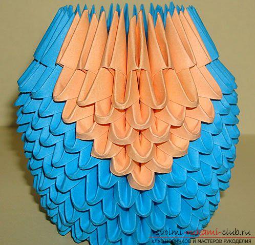 Фигурка совы, собранная из модулей в технике оригами. Фото №6