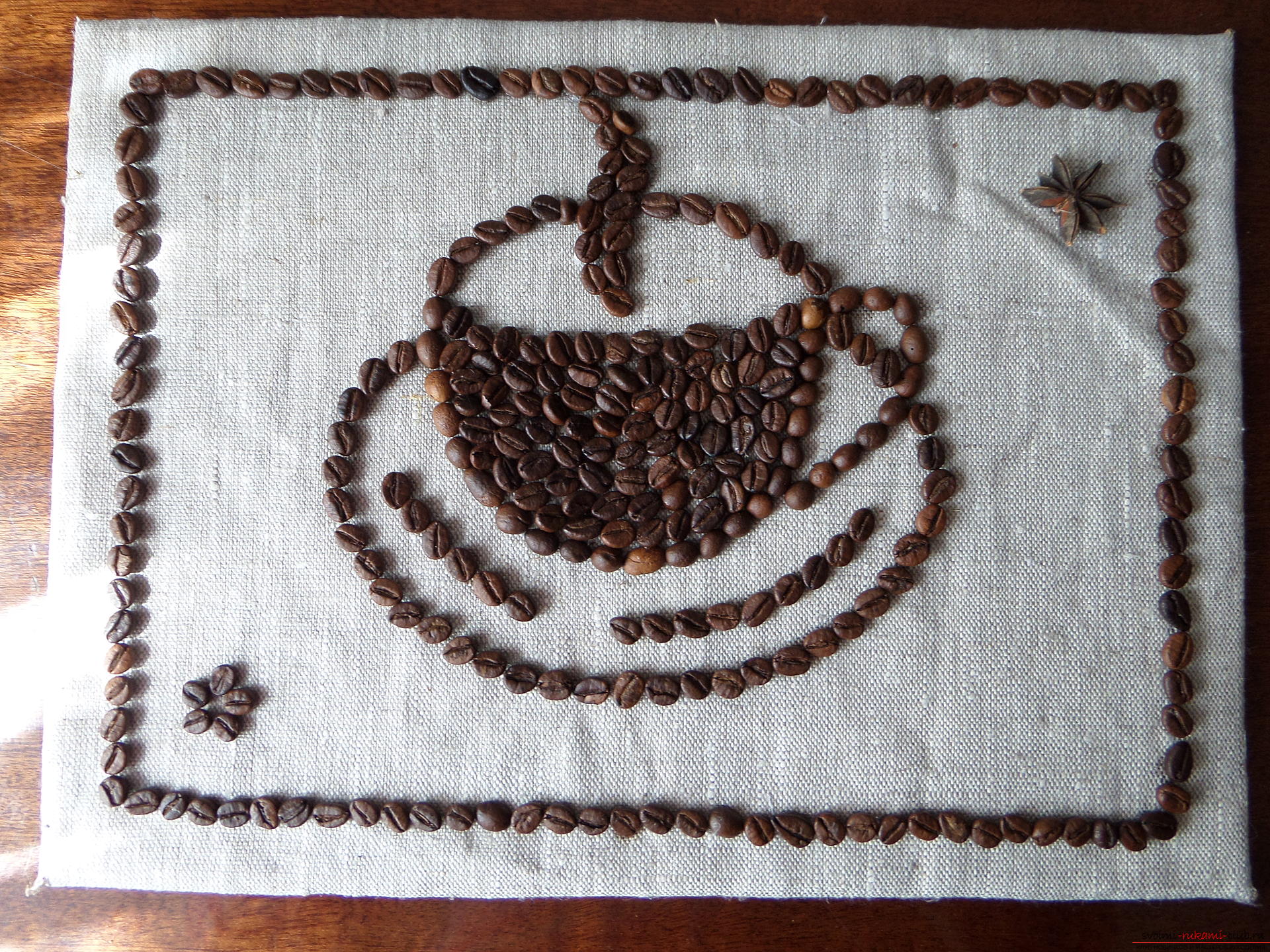 Этот мастер-класс с фото и описанием научит как делать кофейные картины из зерен кофе для кухни.. Фото №1