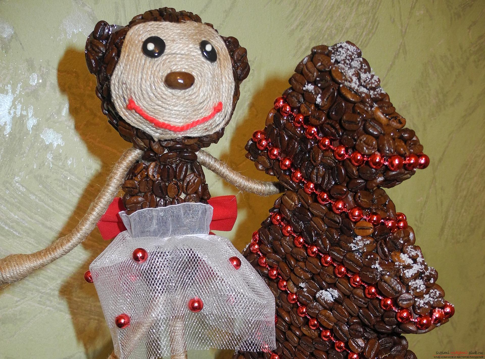 Эта обезьянка из кофе своими руками - отличный подарок в течение всего года.. Фото №2