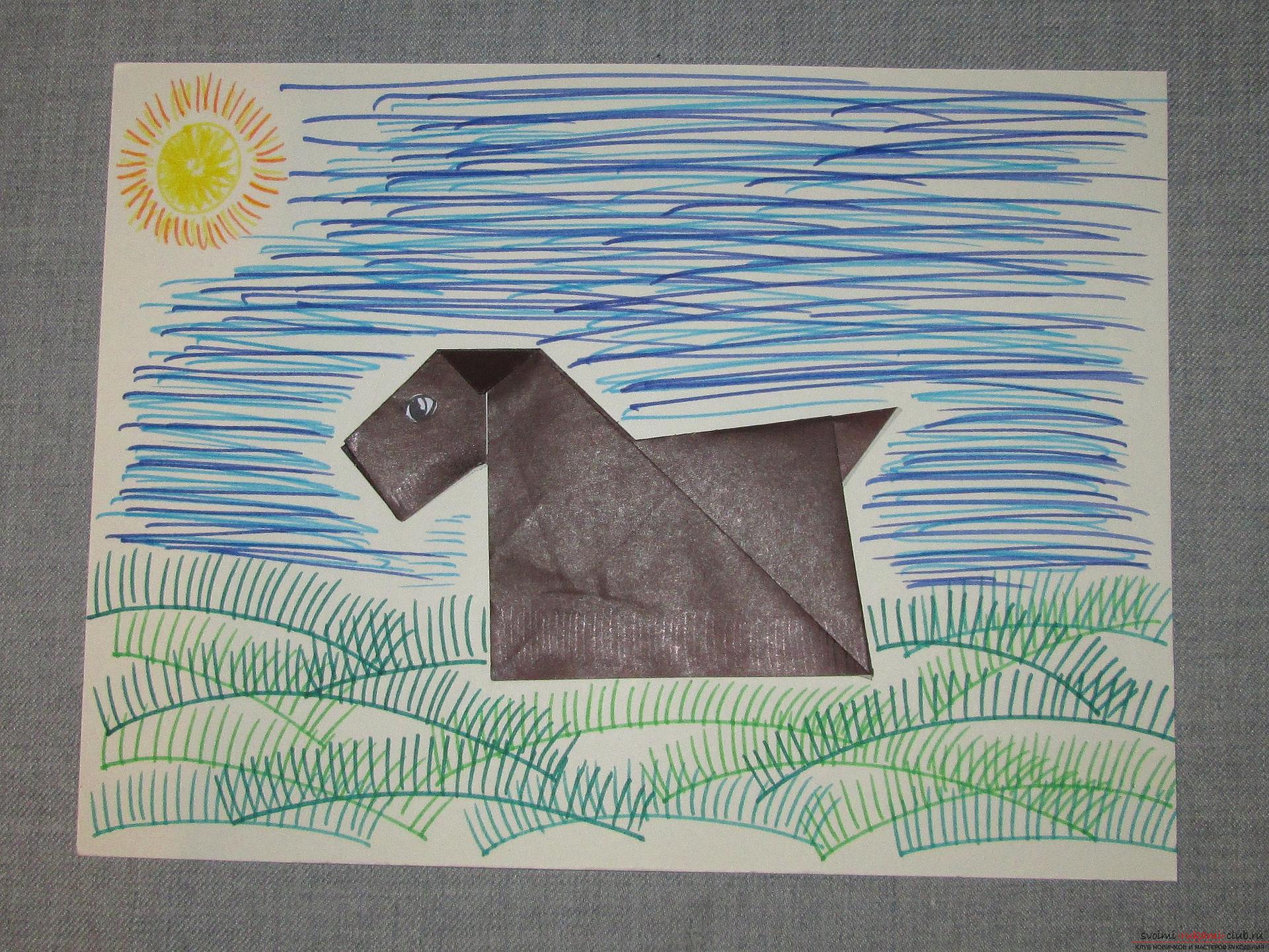 Этот подробный мастер-класс с фото и описание научит как сделать оригами для начинающих - оригами-собаку из бумаги.. Фото №1