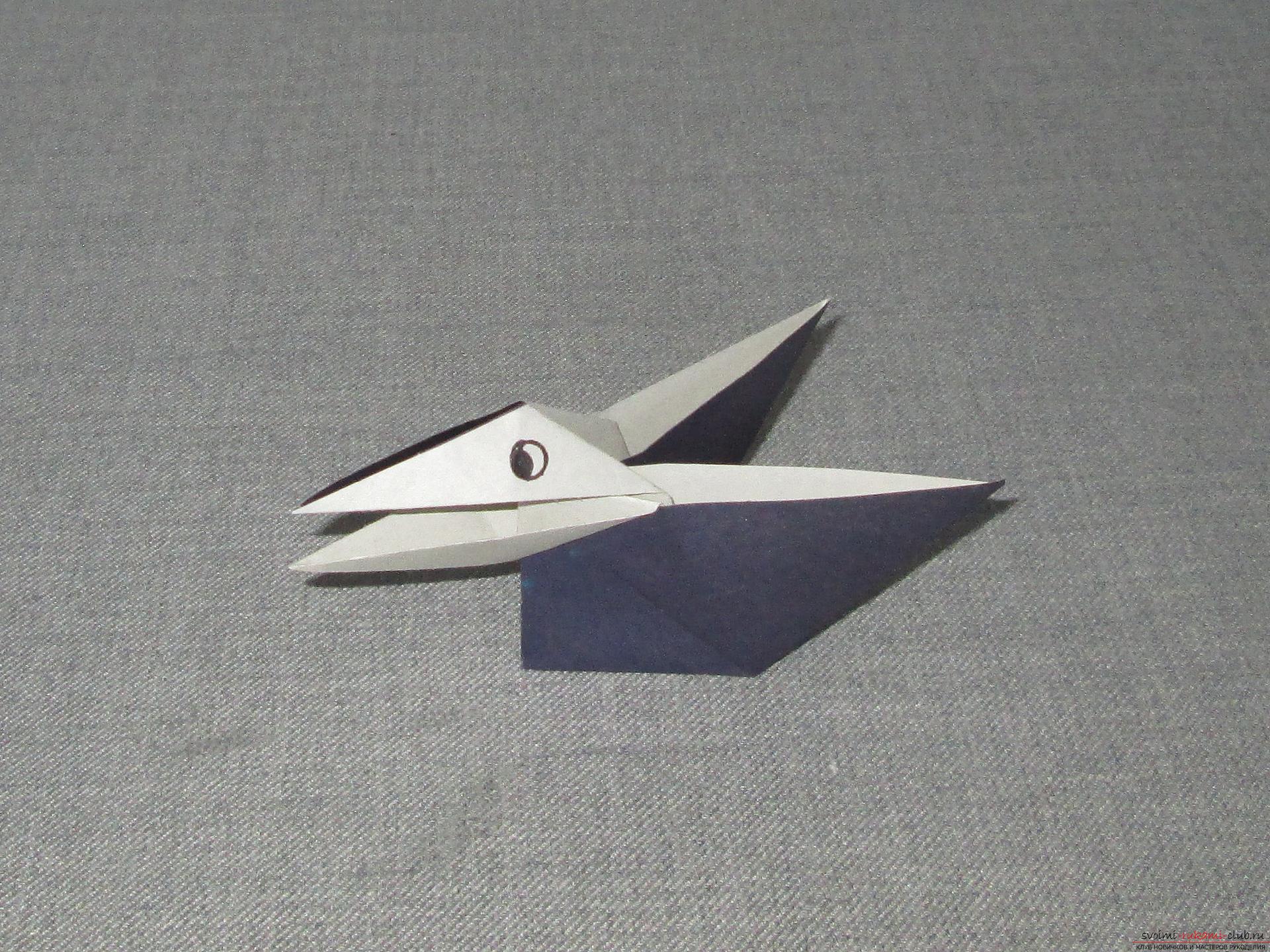 Этот подробный мастер-класс с фото и описание научит как сделать оригами для начинающих - оригами-ворону из бумаги.. Фото №13