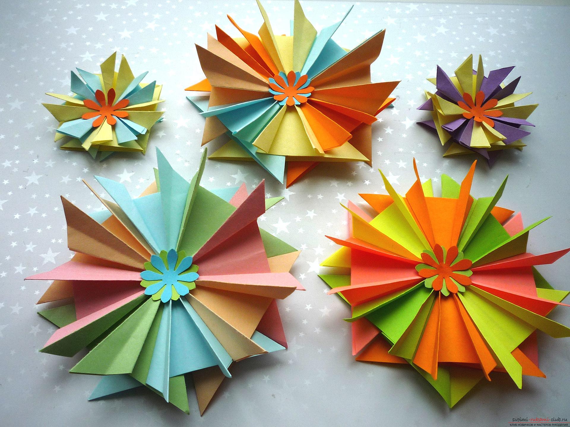 Мастер-класс расскажет как сделать модульную звезду оригами из бумаги своими руками. Фото №15
