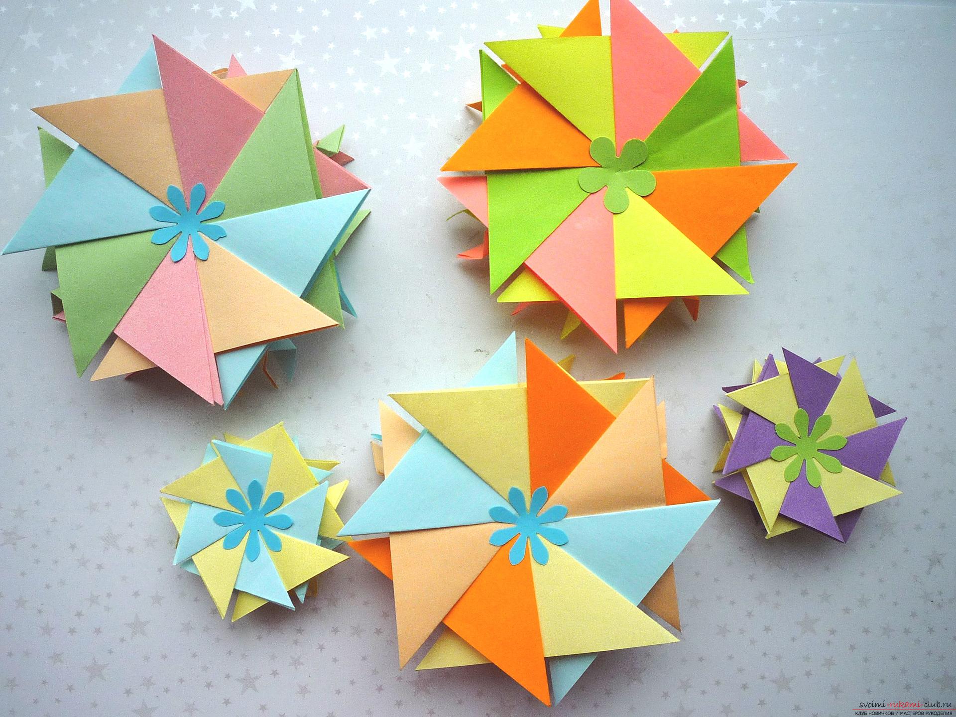 Мастер-класс расскажет как сделать модульную звезду оригами из бумаги своими руками. Фото №14