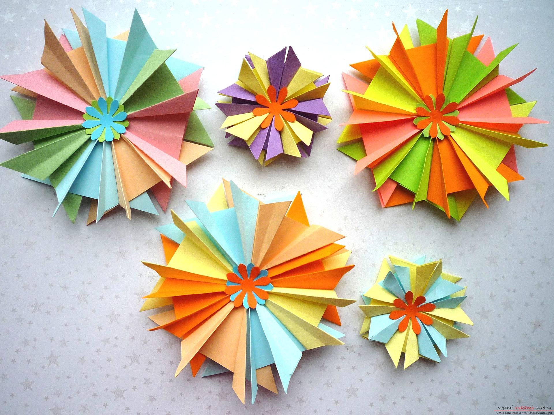 Мастер-класс расскажет как сделать модульную звезду оригами из бумаги своими руками. Фото №17