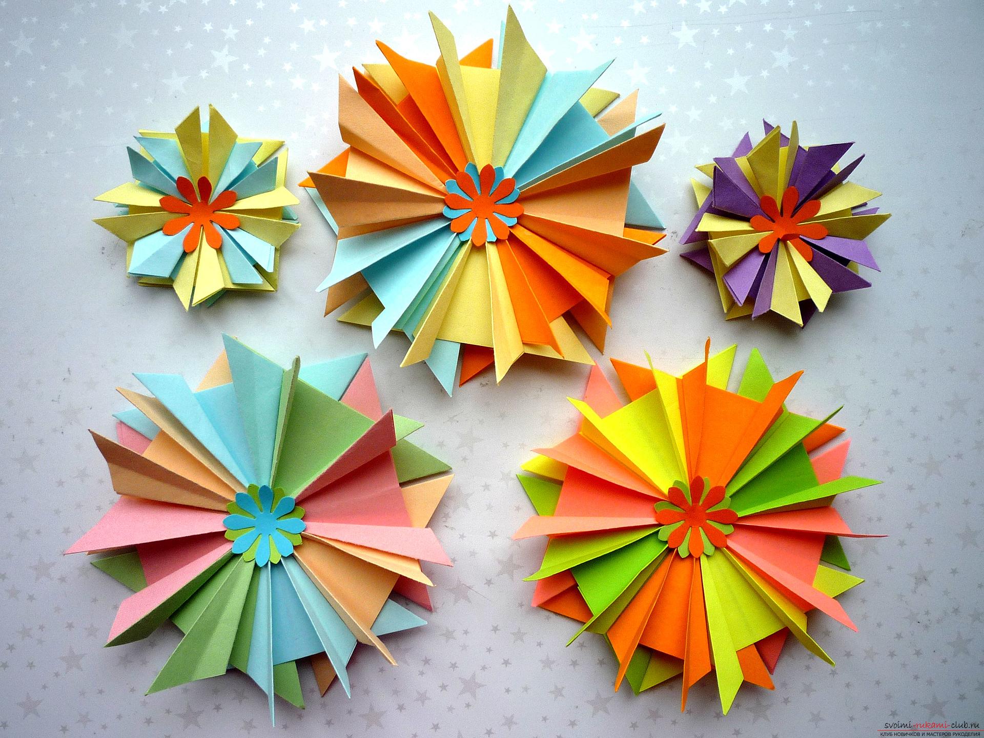 Мастер-класс расскажет как сделать модульную звезду оригами из бумаги своими руками. Фото №1