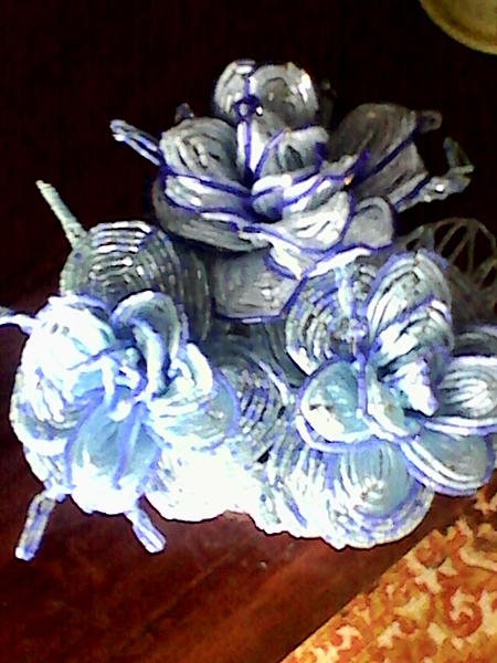 Голубые розы из бисера. Интерьерные композиции - ручной работы. Фото 3