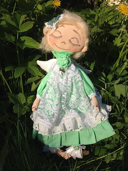 Текстильная кукла Мечтающий Ангел. Коллекционные куклы - ручной работы.