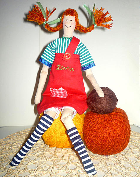 Кукла Пэппи Длинный чулок. Куклы тильды - ручной работы. Фото 3