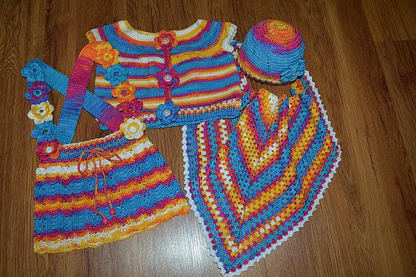 Комплект "Цветочное диско". Одежда для девочек - ручной работы.