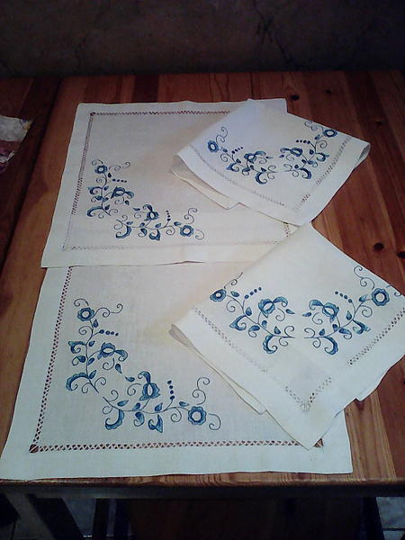 Салфетка вышитая "Гжель". Текстиль, ковры - ручной работы. Фото 3