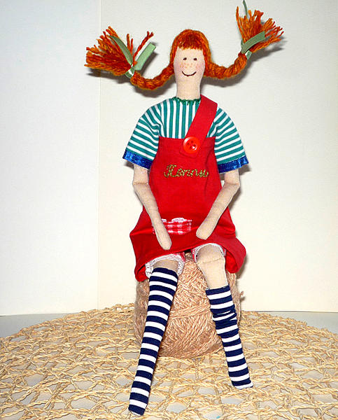 Кукла Пэппи Длинный чулок. Куклы тильды - ручной работы. Фото 5
