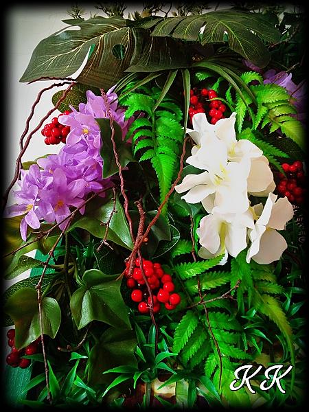 Картина с зеркалом "Цветущие джунгли". Интерьерные композиции - ручной работы. Фото 2
