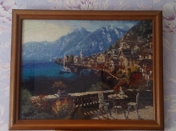 Картина стразами "Побережье Италии". Пейзаж - ручной работы.
