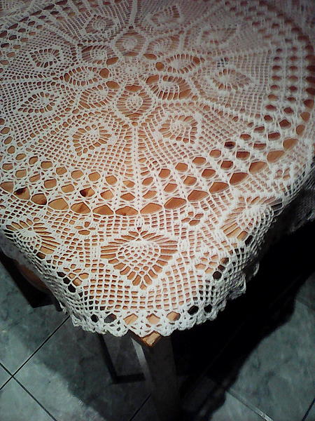 Скатерть вязаная ажурная. Текстиль, ковры - ручной работы. Фото 3