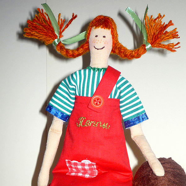 Кукла Пэппи Длинный чулок. Куклы тильды - ручной работы. Фото 2