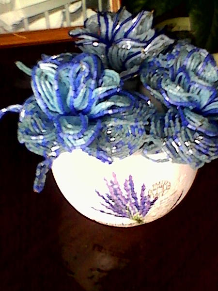 Голубые розы из бисера. Интерьерные композиции - ручной работы.