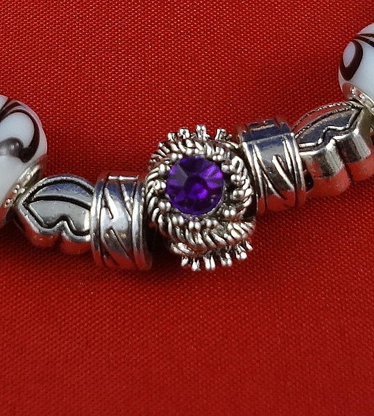 Металлический браслет с фиолетовым камнем . Браслеты - ручной работы. Фото 5