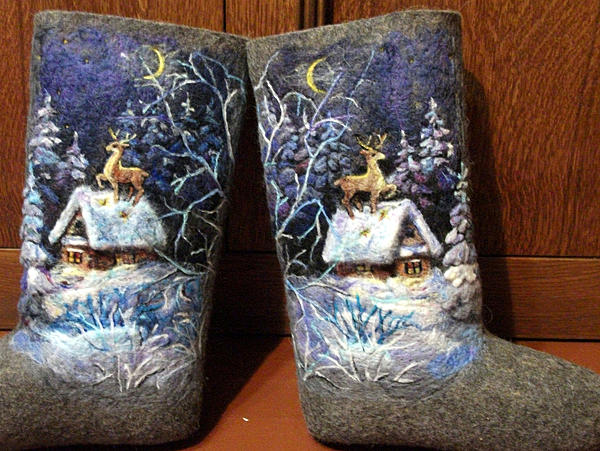 Валенки "Сказки леса". Зимняя обувь - ручной работы. Фото 2