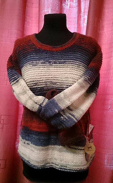 Вязаный женский меланжевый свитер.. Кофты и свитера - ручной работы.