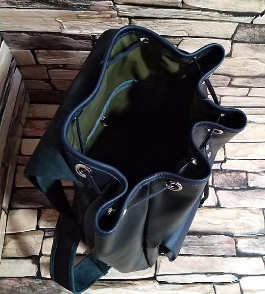 Кожаный рюкзак сине-черный. Рюкзаки - ручной работы. Фото 4