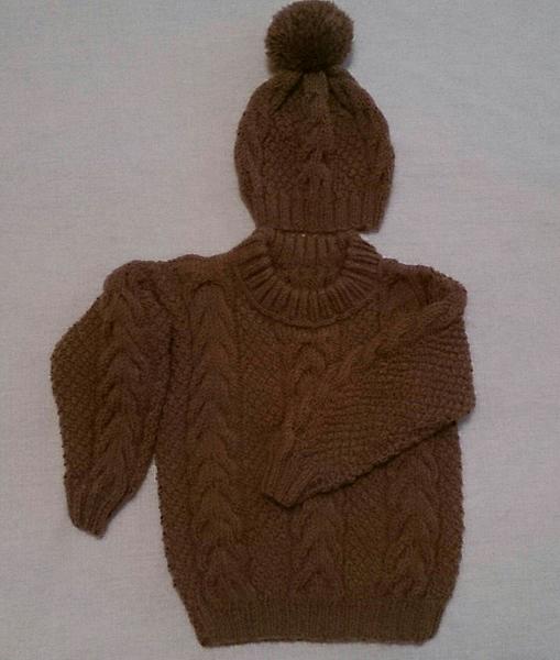 Вязаный детский свитер и шапочка. Одежда унисекс - ручной работы. Фото 5