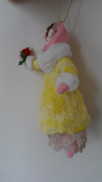 Барышня с цветком ватная ёлочная игрушка. Новый год 2015 - ручной работы. Фото 3