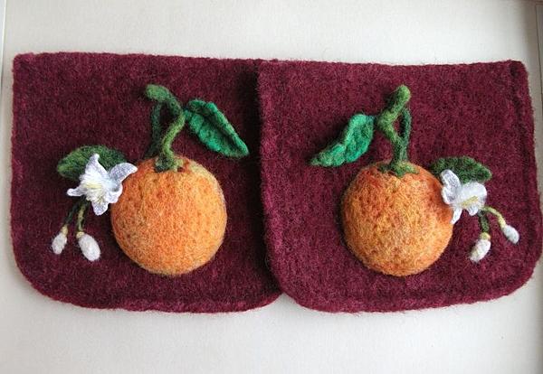 Декоративные карманы. Апельсины.. Кофты и свитера - ручной работы. Фото 6