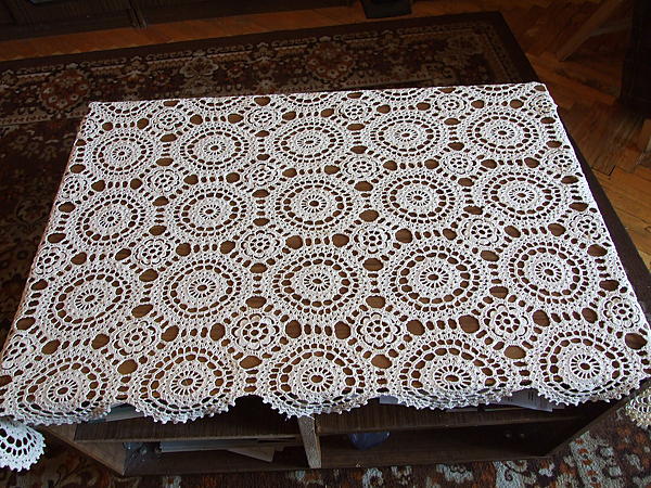 Скатерть вязаная для журнального столика. Текстиль, ковры - ручной работы. Фото 2
