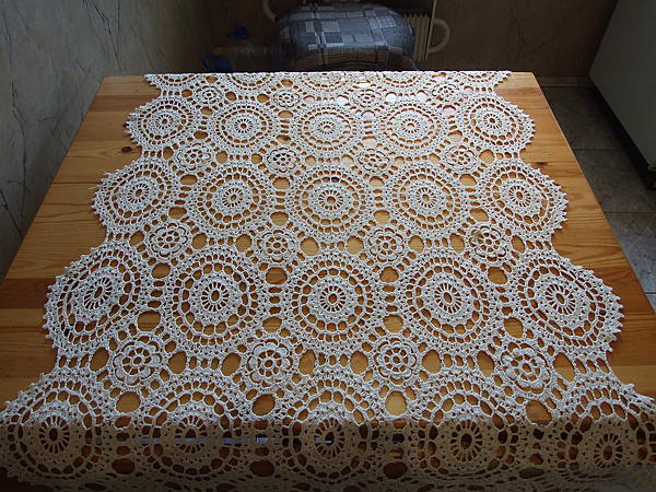 Скатерть вязаная для журнального столика. Текстиль, ковры - ручной работы. Фото 3