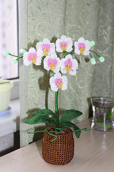 Мини-орхидея (biser-np.ru мк). Цветы - ручной работы.