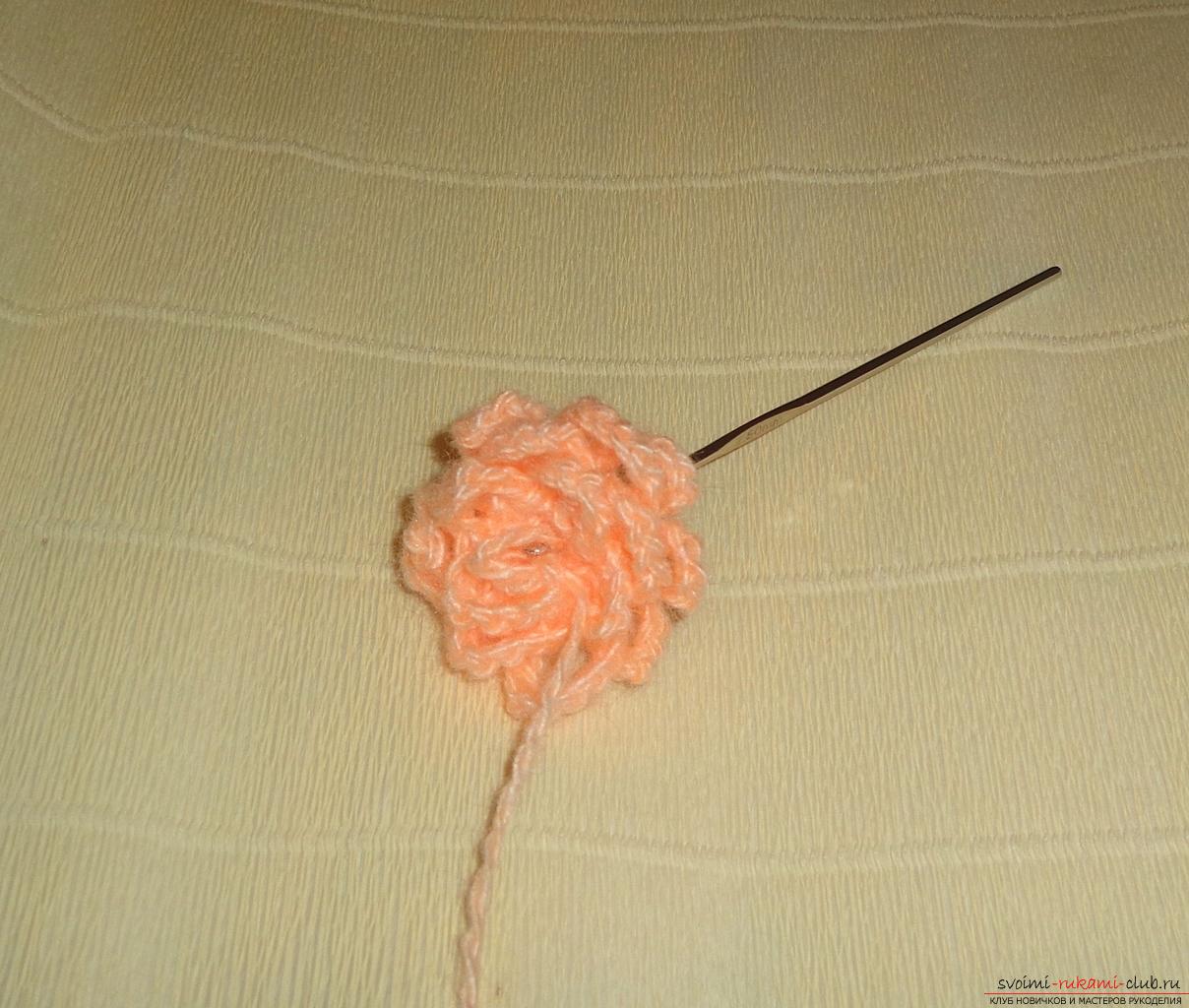 Этот мастер-класс вязания цветов крючком содержит схему розы и описание вязания.. Фото №23