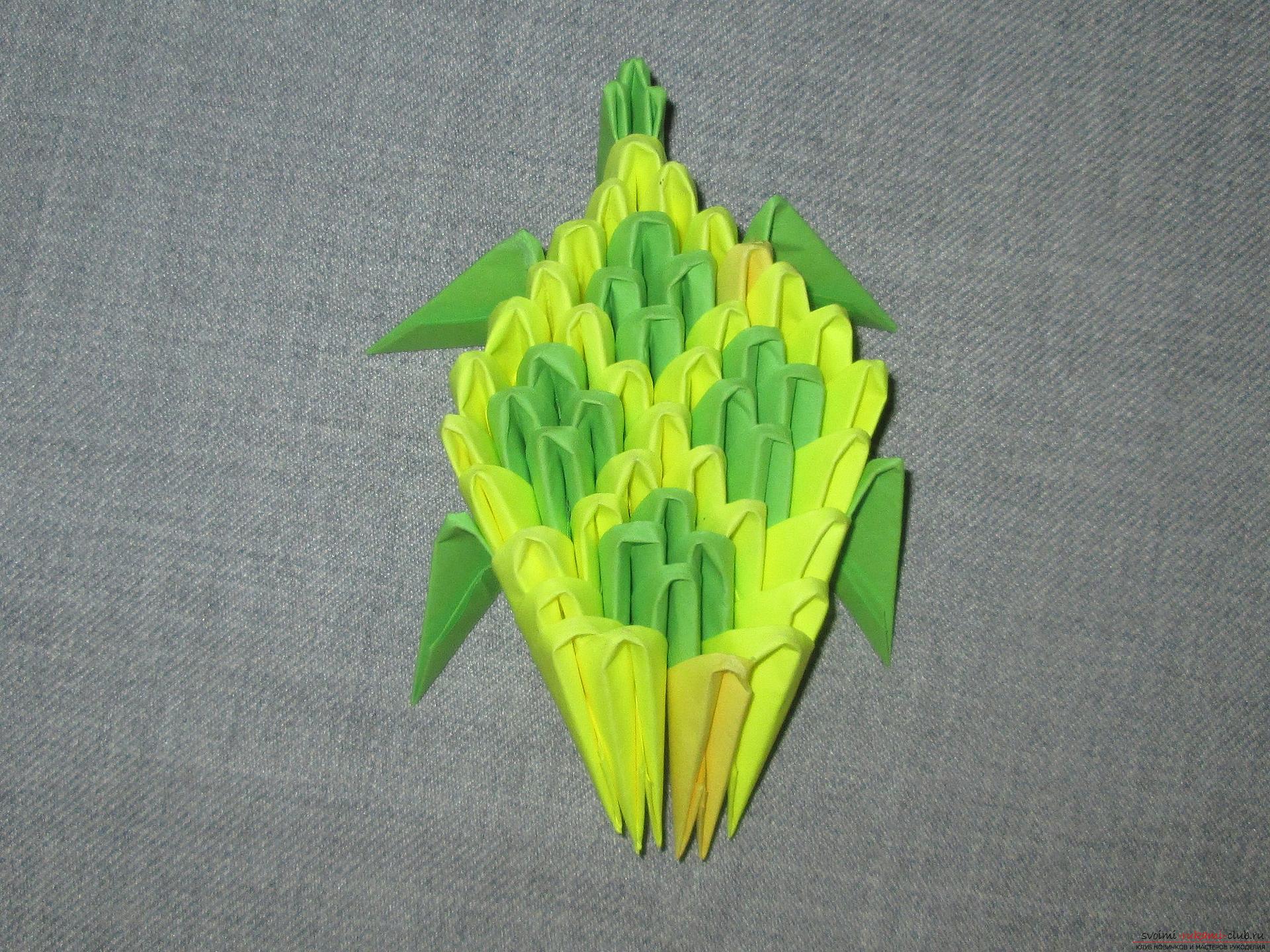 Этот мастер-класс научит изготовлению пошагового модульного оригами из бумаги - черепашки.. Фото №6