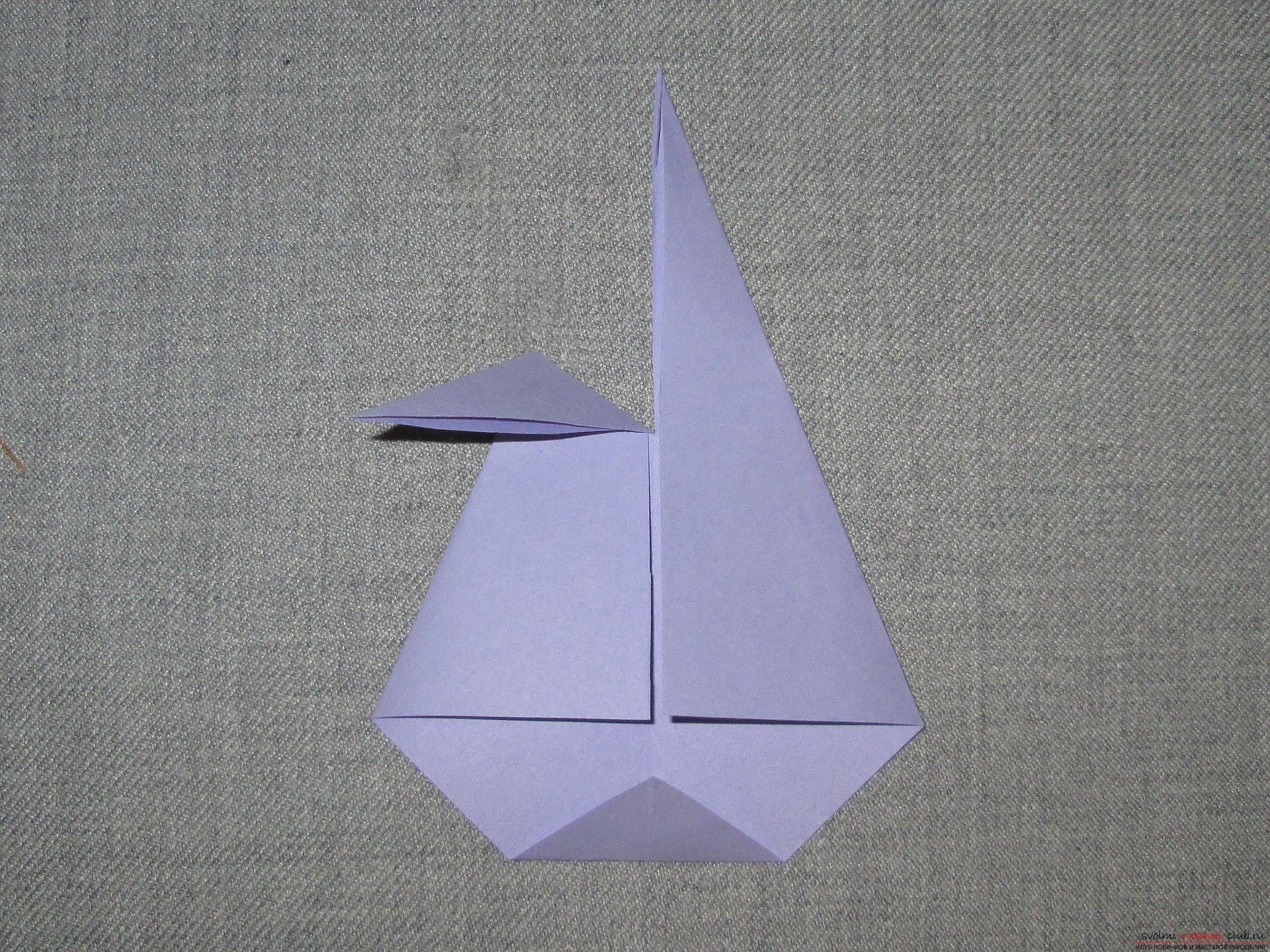 Этот подробный мастер-класс оригами из бумаги для детей 4 лет научит как сделать своими руками зайчика.. Фото №10